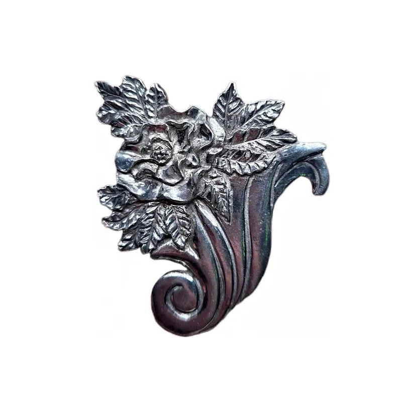 Vintage Silver Tone Flower Vase Brooch (Seagull Pewter, 1990)