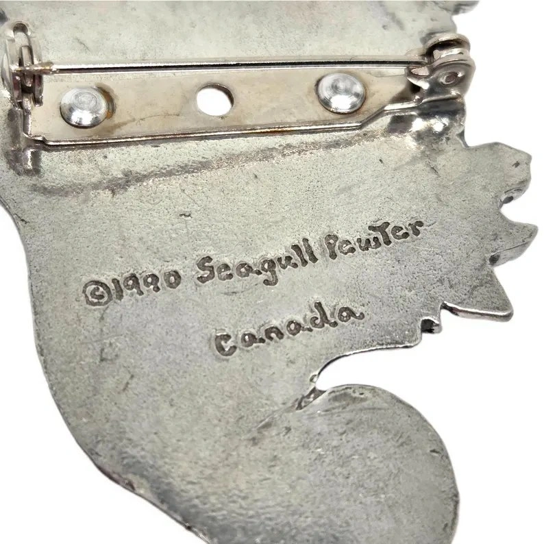 Vintage Silver Tone Flower Vase Brooch (Seagull Pewter, 1990) - photo 4
