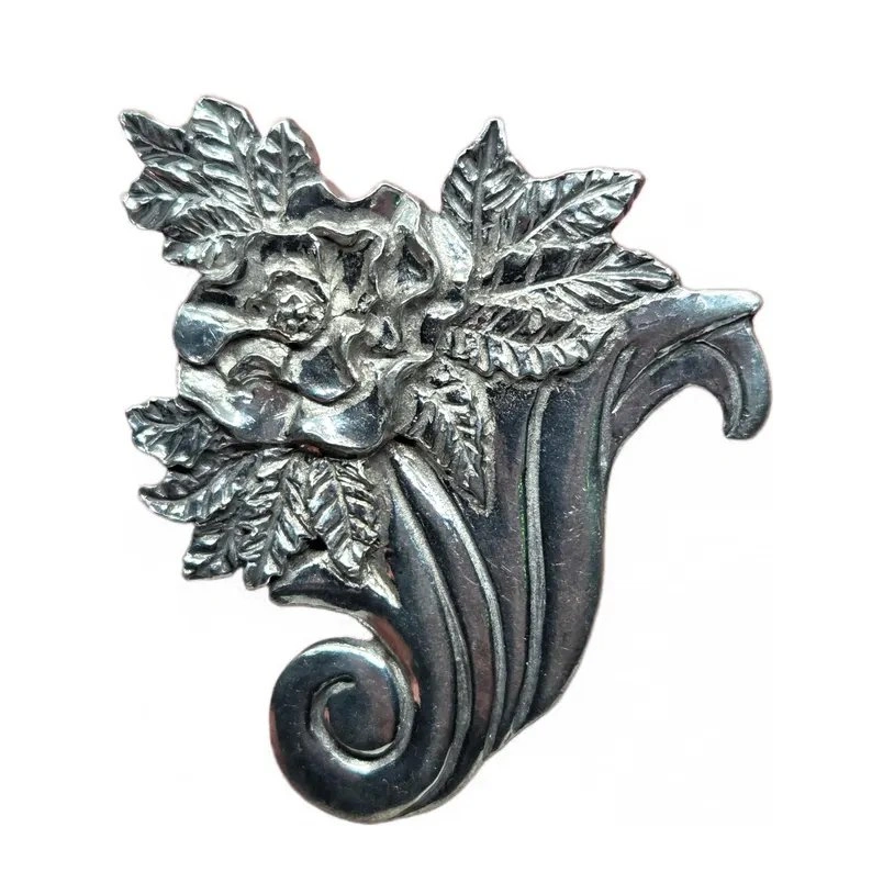 Vintage Silver Tone Flower Vase Brooch (Seagull Pewter, 1990) - photo 5