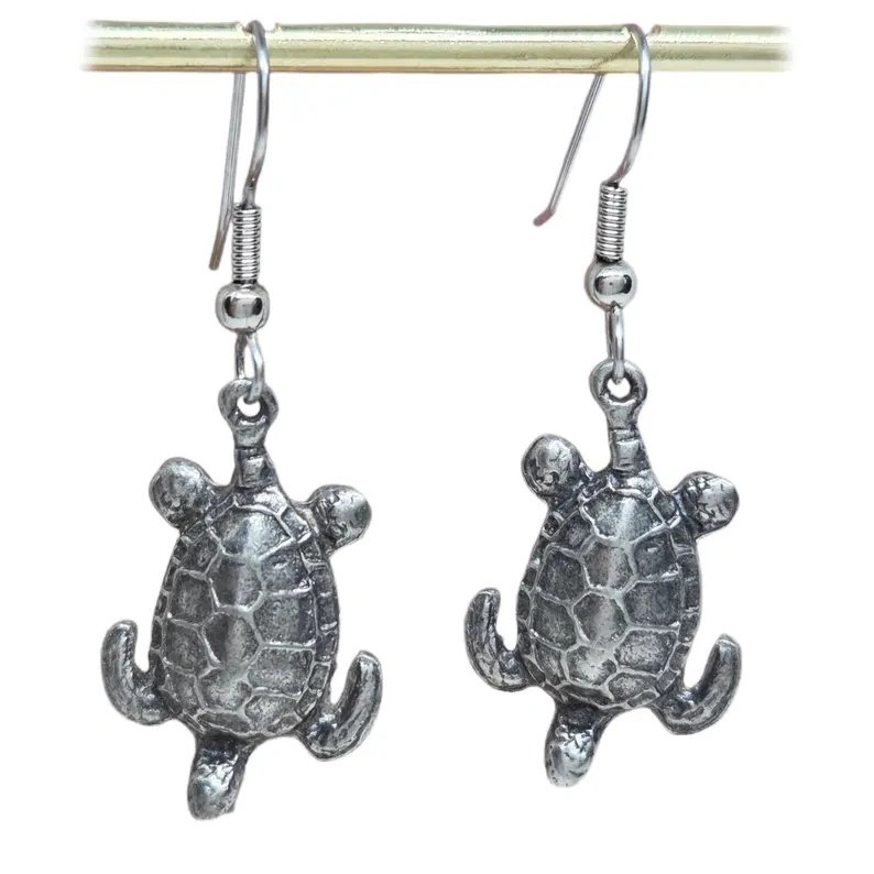 Vintage Silver Turtle Dangle Earrings - photo 2