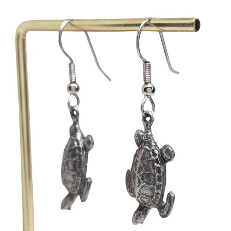 Vintage Silver Turtle Dangle Earrings - photo 4