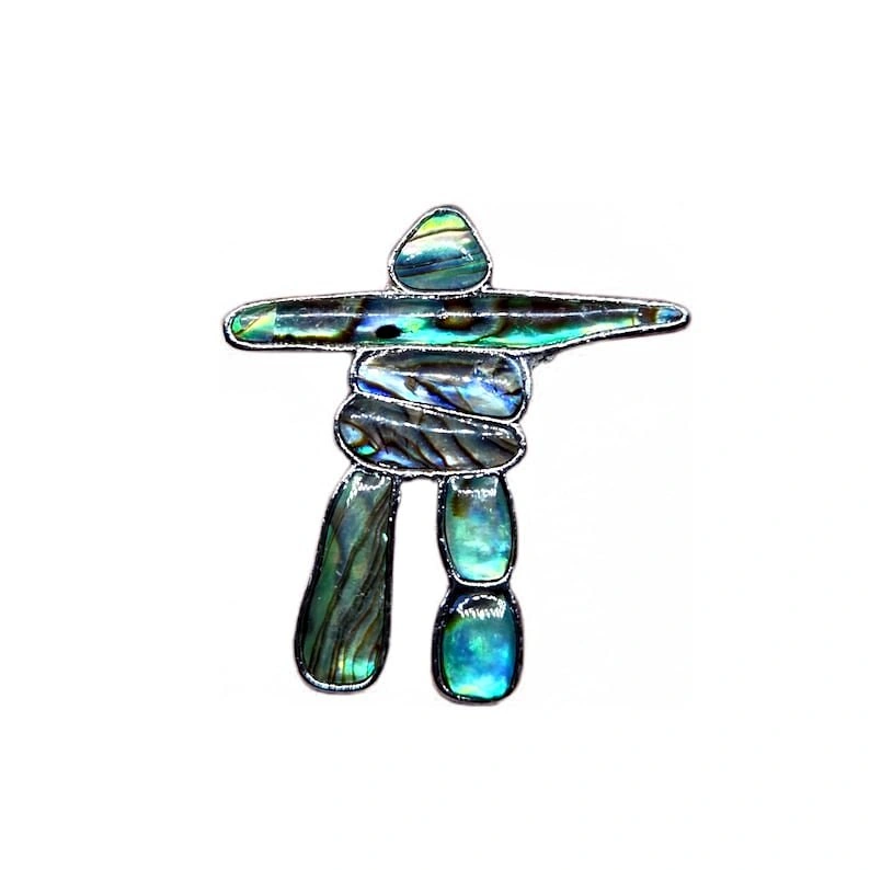 Vintage Abalone Inukshuk Brooch