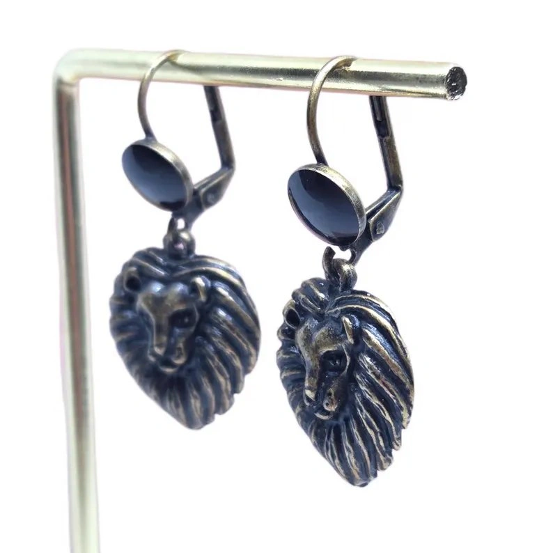 Vintage Lion Jacket Earrings (Bronze/Pewter Tone) - photo 4