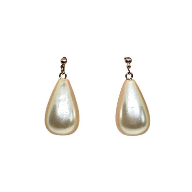 Vintage Faux Pearl Teardrop Stud Earrings