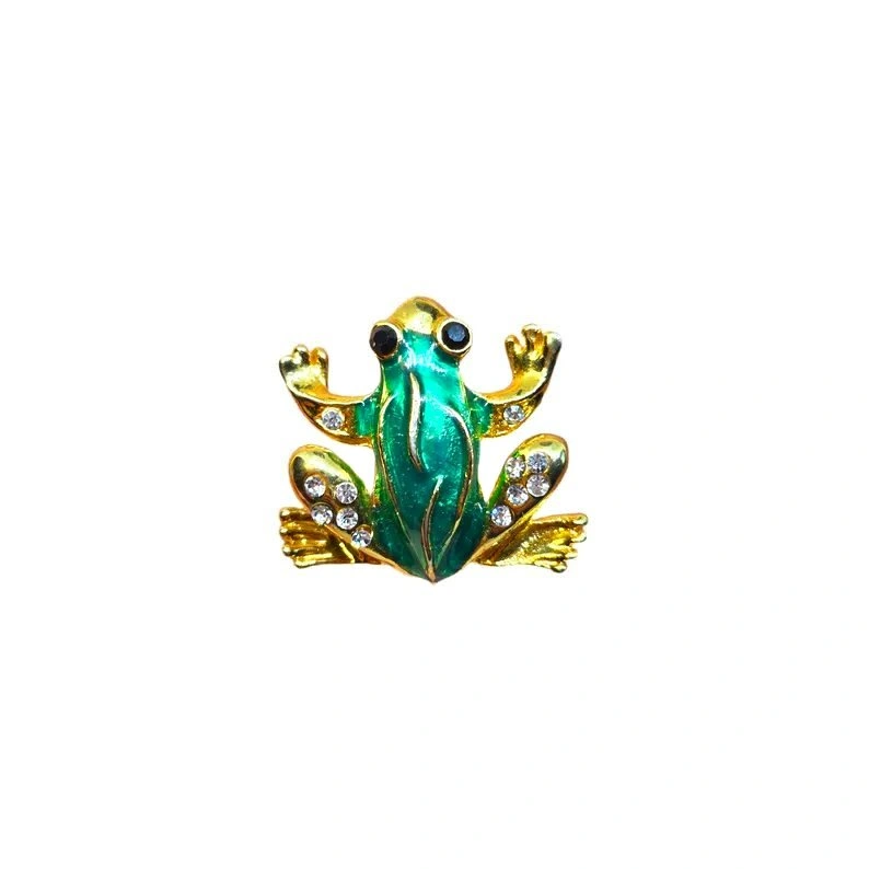 Vintage Mini Frog Brooch (Green & Gold 80s)