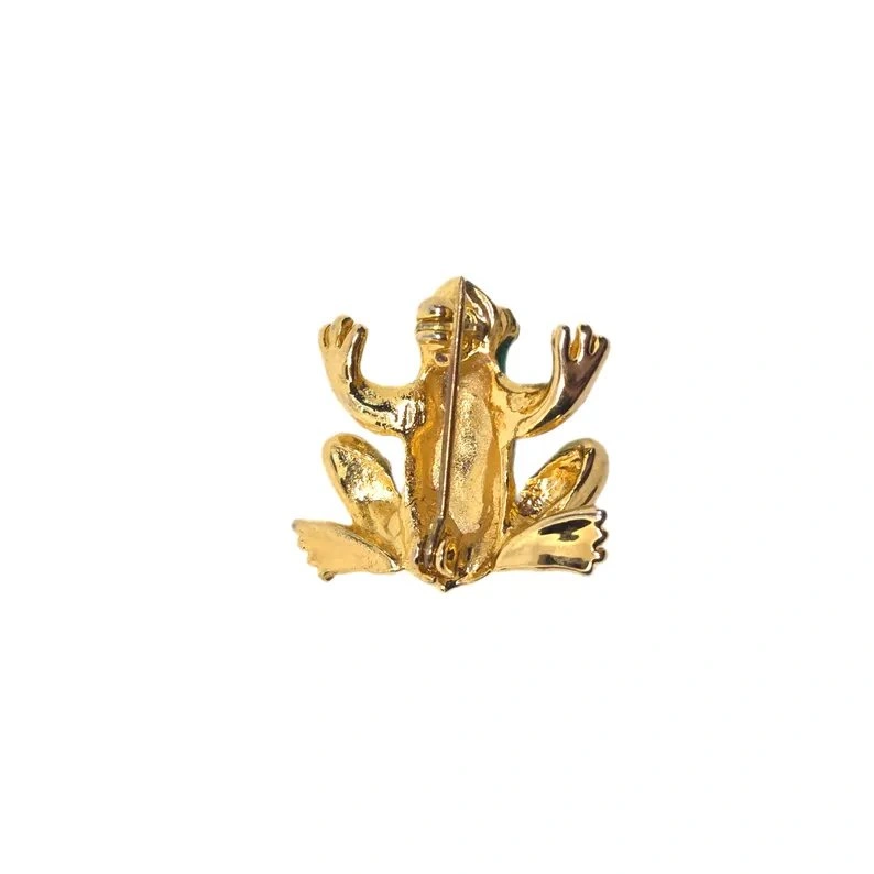 Vintage Mini Frog Brooch (Green & Gold 80s) - photo 2