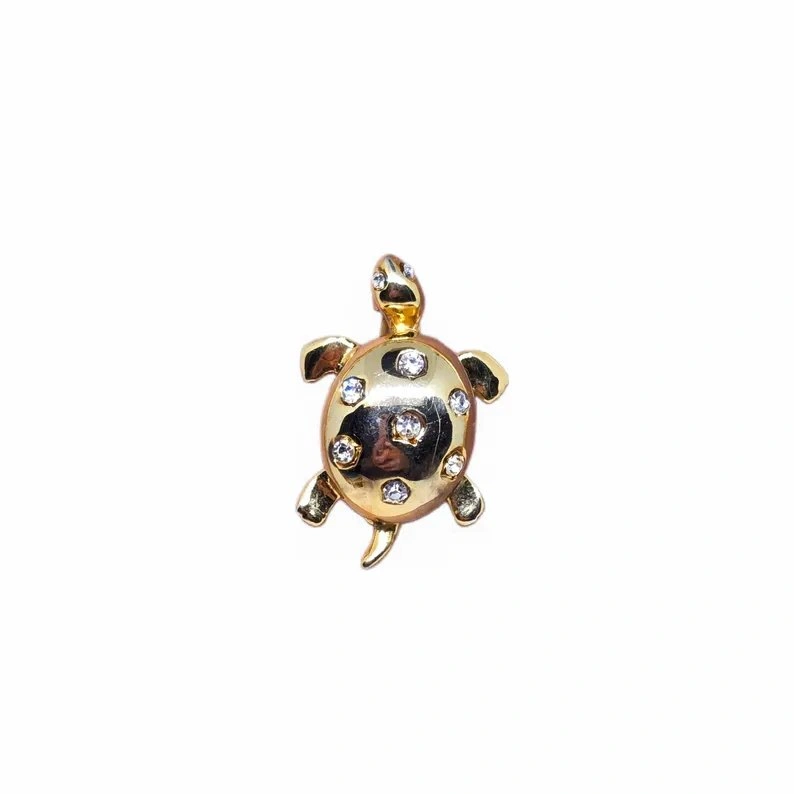 Vintage 70s Gold Tone Turtle Brooch - photo 4