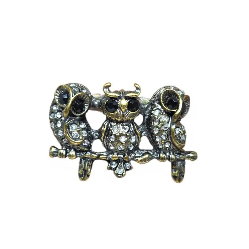 Vintage Brass/Pewter Owl Brooch