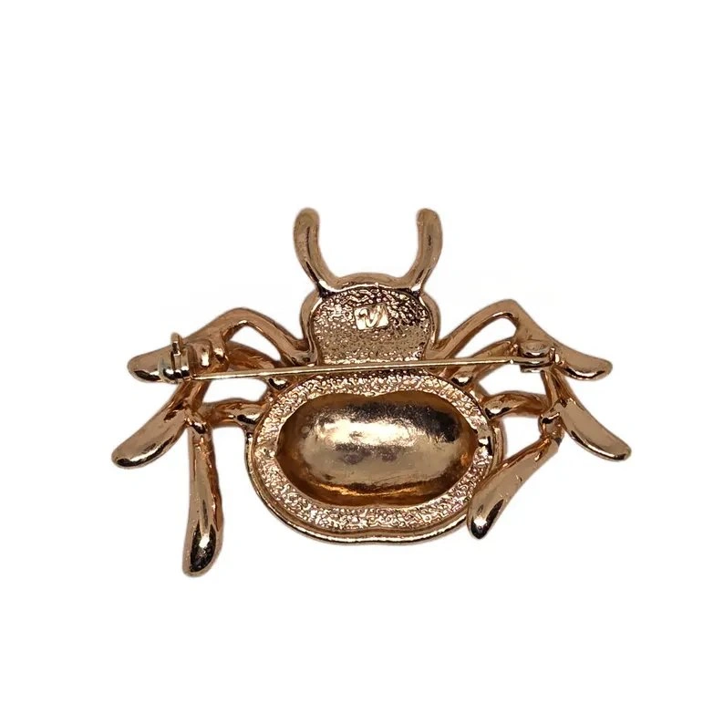 Vintage 80s Rose Gold & Rhinestone Spider Brooch - photo 2
