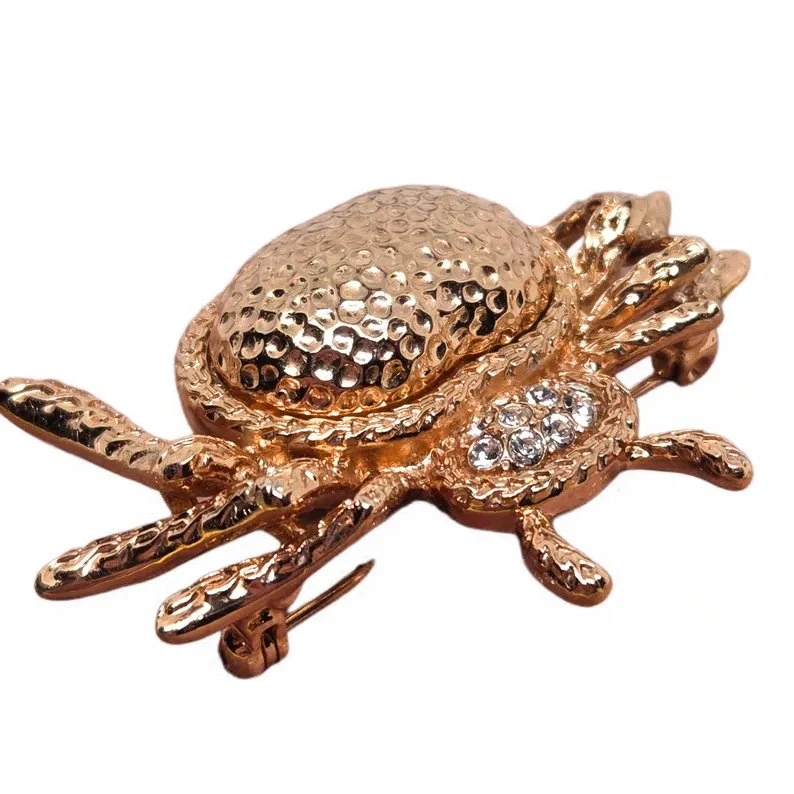 Vintage 80s Rose Gold & Rhinestone Spider Brooch - photo 5