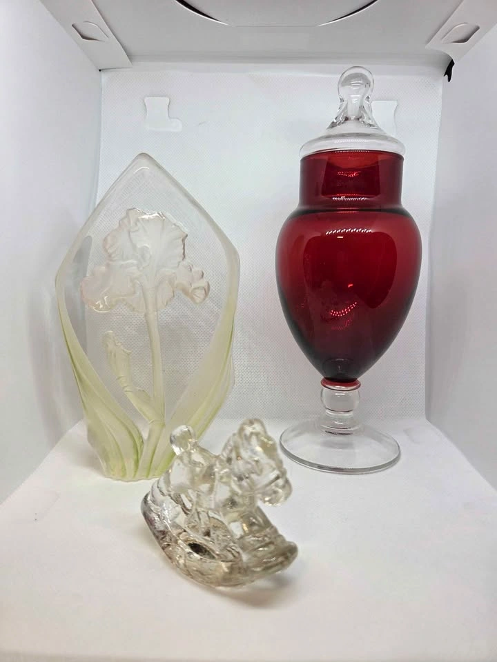 Vintage Etched Glass Flower Statuette - photo 4