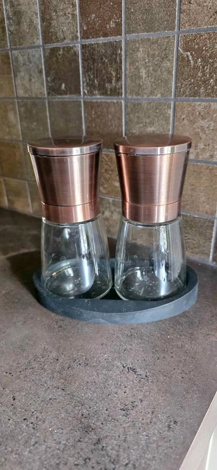 Salt and Pepper Grinder Set with Tray