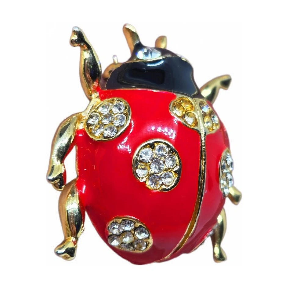 Vintage Enamel & Rhinestone Ladybug Brooch - photo 3
