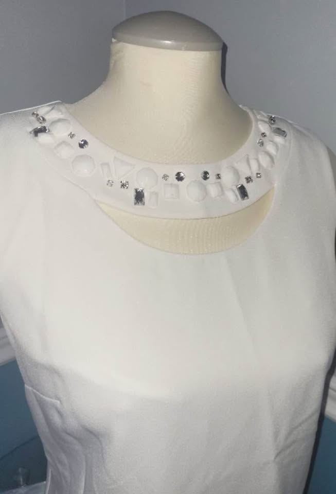 KASPER Elegant White Embellished Women's Shell Blouse M - photo 2