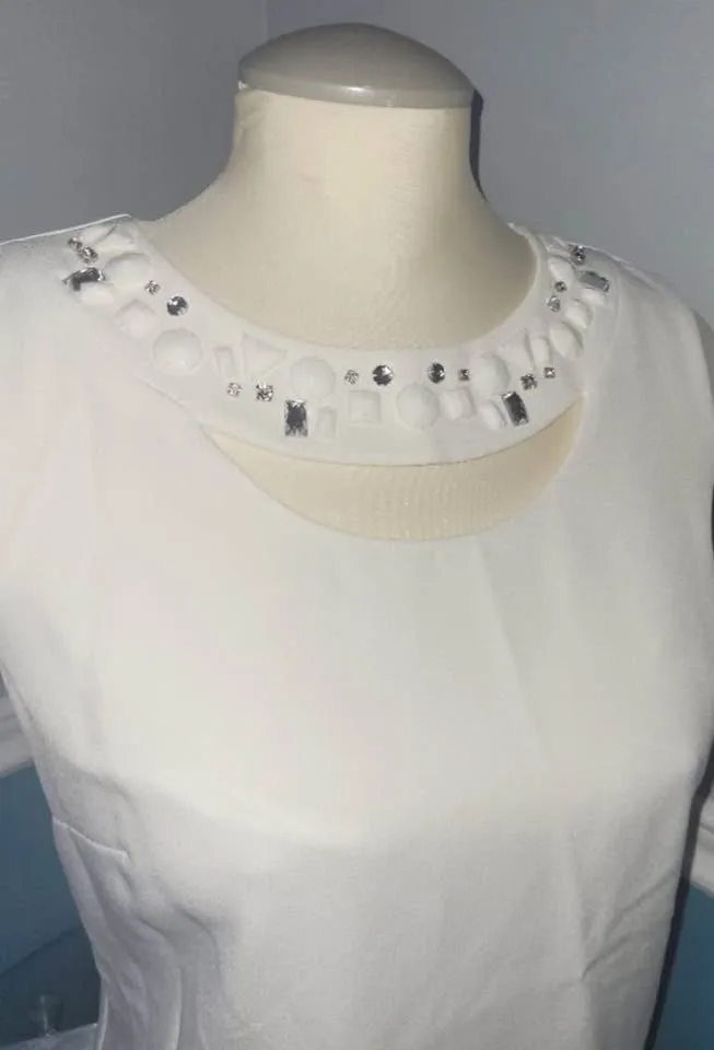 KASPER Elegant White Embellished Women's Shell Blouse M image indicator(2)