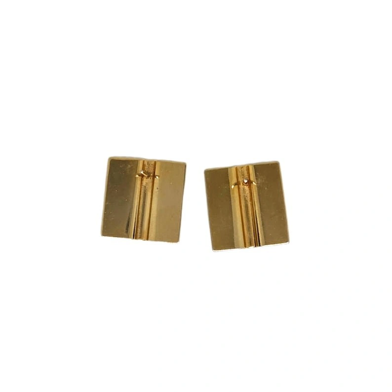 Vintage 60s Blue, Teal & Gold Square Stud Earrings - photo 2