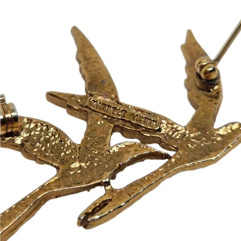 Vintage 80s Michele Lynn Birds Flying Brooch - photo 4