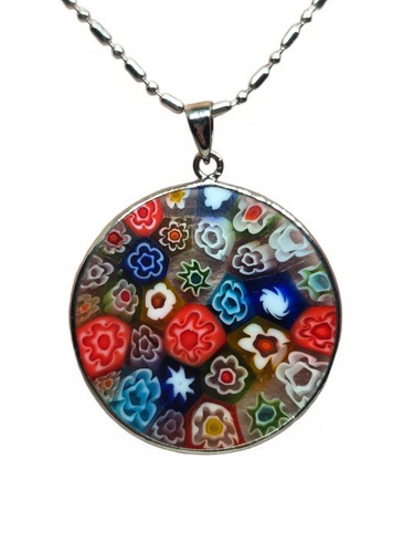 Vintage Millefiori Glass Pendant Necklace
