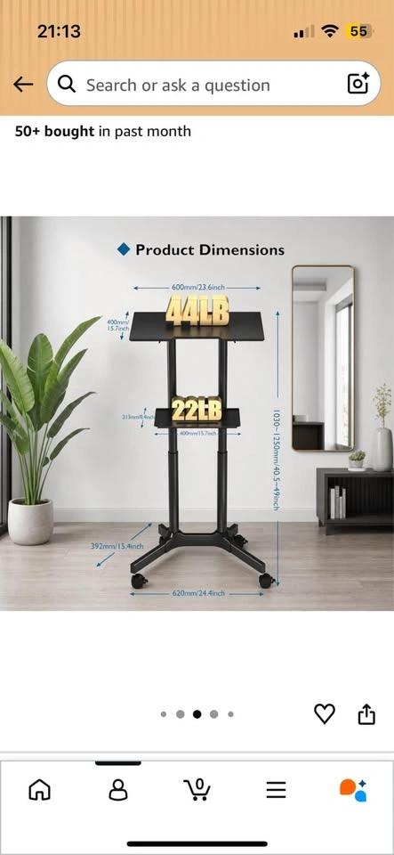 Mobile Standing Desk with Laptop Shelf and Storage - photo 2