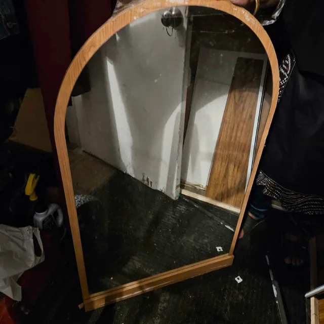 Mirror with wood frame