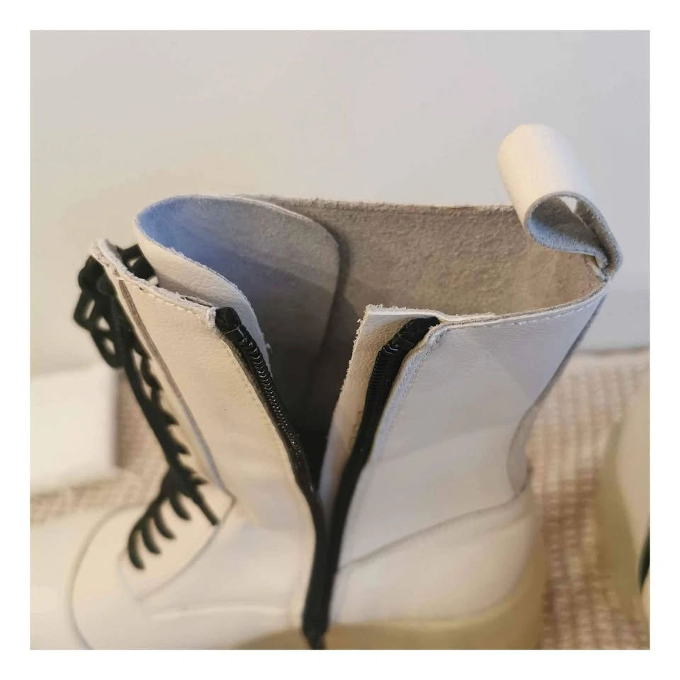 Brand New Leather Platform White Boots (size 8.5) - photo 4