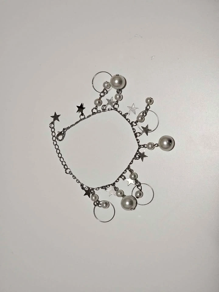 Copper Alloy Star & Faux Pearl Decor Bracelet For Women