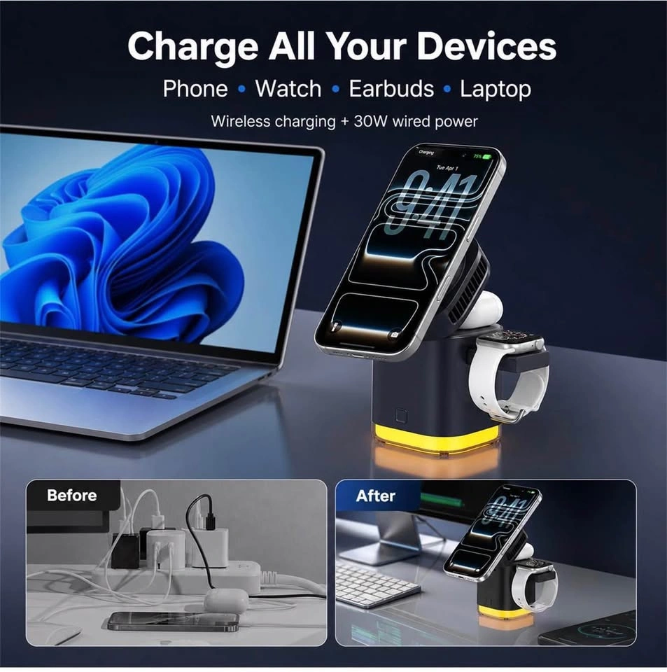 5-in-1 Wireless Charging Station with TEC Cooling Fan - photo 3