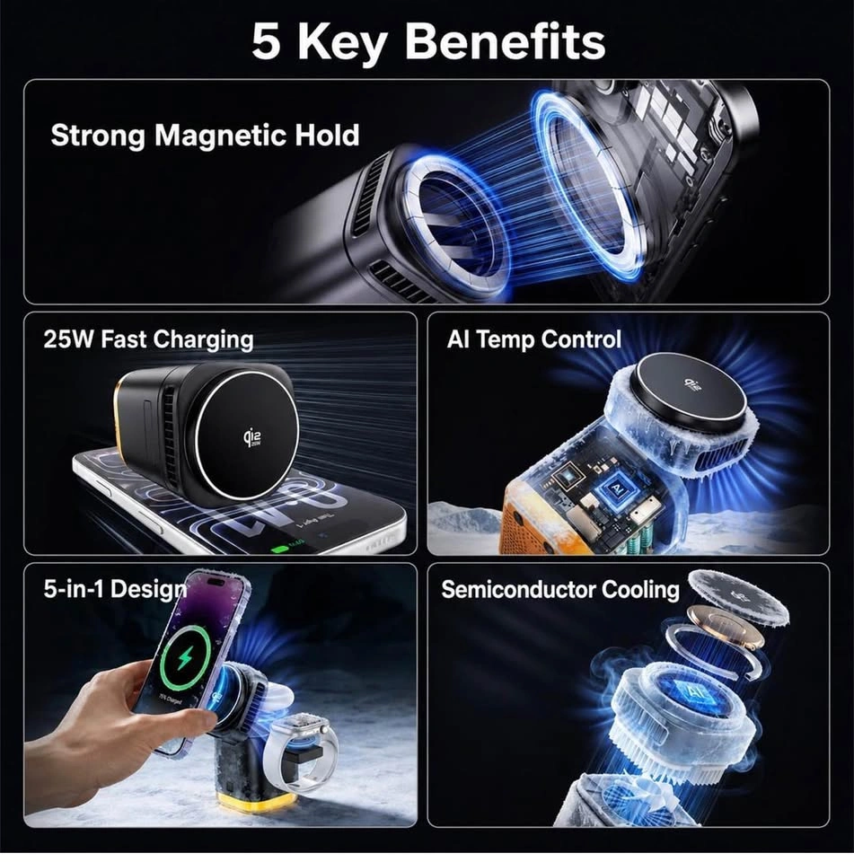 5-in-1 Wireless Charging Station with TEC Cooling Fan - photo 5