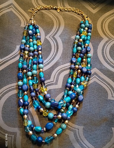 Cookie Lee Multi Strand Beaded Necklace Blue Turquoise Teal - photo 2