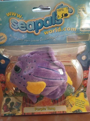 SeaPals Purple Tang Plush Finger Puppet Applause Russ New