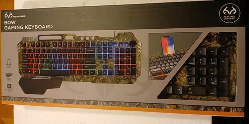 Realtree Bow Gaming Keyboard W/phone Slot, Wrist Rest
