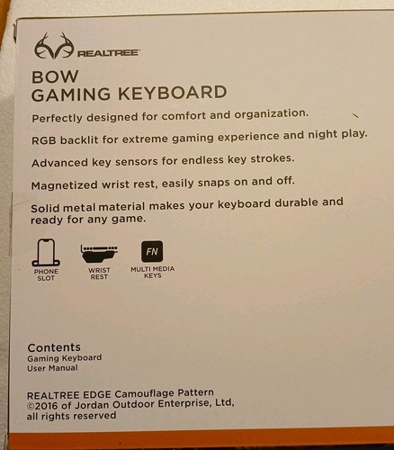 Realtree Bow Gaming Keyboard W/phone Slot, Wrist Rest - photo 3