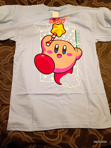 Nintendo Kirby Licensed Graphic T-Shirt Light Blue, Men's Size M