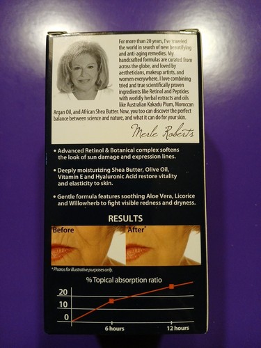 MERLE ROBERTS RETINOL OVERNIGHT CREAM Full Sz. 1oz/30ml NEW - photo 3