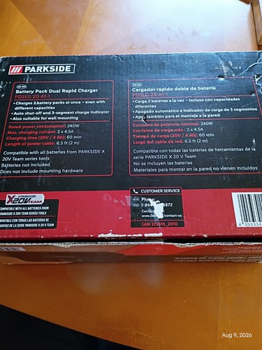 Parkside X20V Team Battery Pack Dual Rapid Charger PDSLG 20 A1-1 - photo 2
