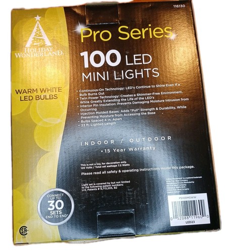Holiday Wonderland Pro Series 100 LED Mini Lights - 33 ft
