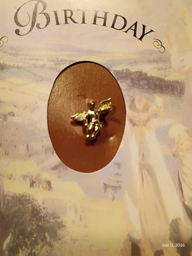 Vintage Cathedral Classics Guardian Angel Birthday Card Lapel Pi - photo 2