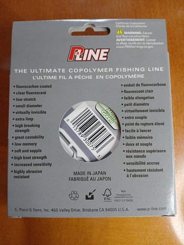 New P-line Moss Green Fluorocarbon Coated Fishing Line 12Lb Test - photo 2