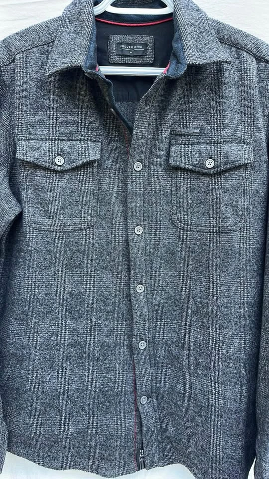 Projek Raw Grey Plaid Button down Shirt Jacket - photo 5