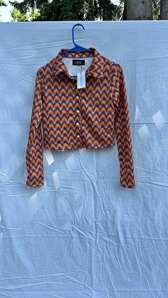 Cider Cropped Button Down Shirt
