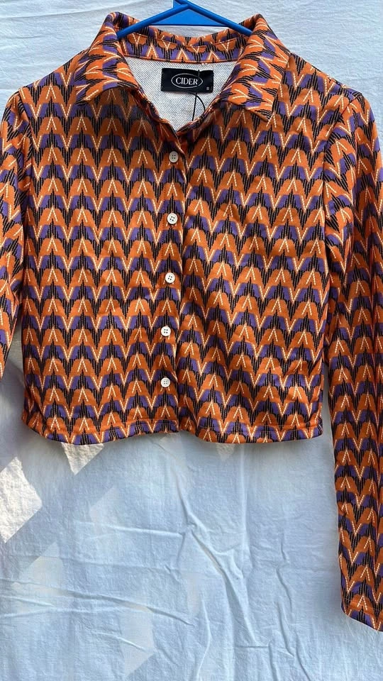 Cider Cropped Button Down Shirt - photo 4