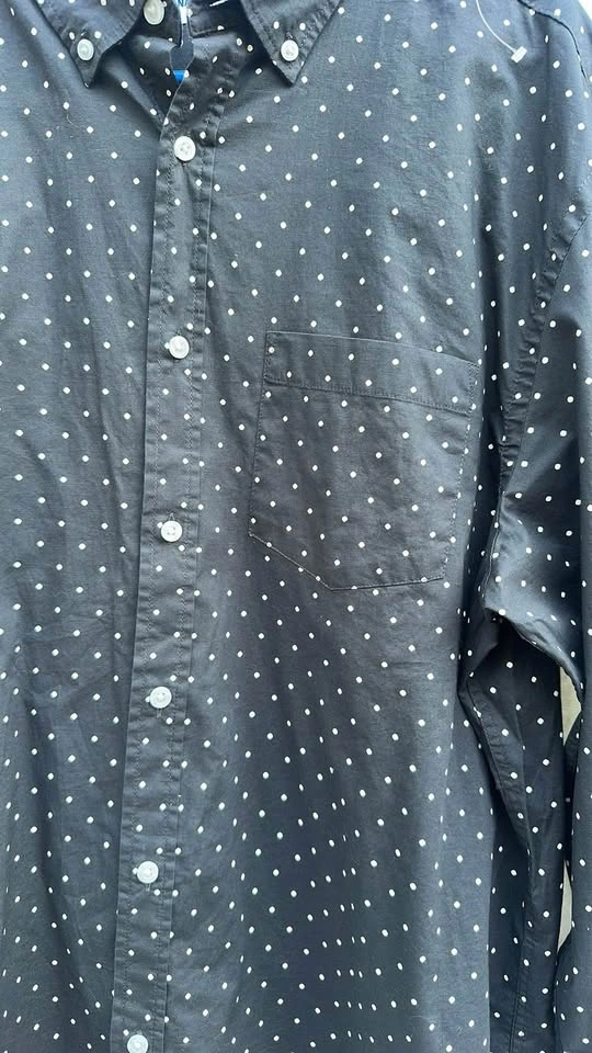 Old Navy Black Polka Dot Button Down Dress Shirt - photo 3