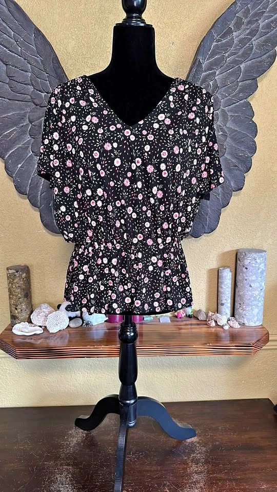 Ricki’s Floral Black and Pink Women's Top