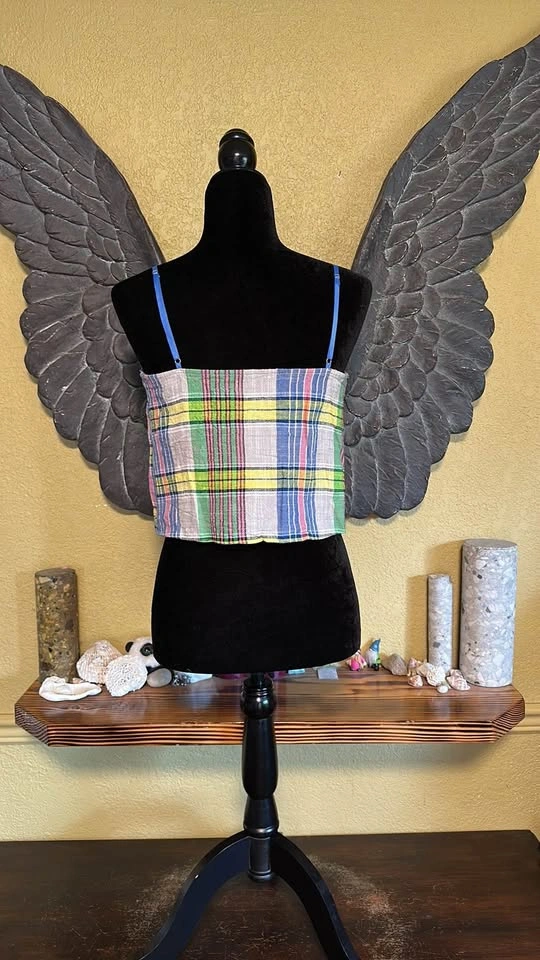 Urban Outfitters Plaid Crop Top with Blue Straps - photo 5
