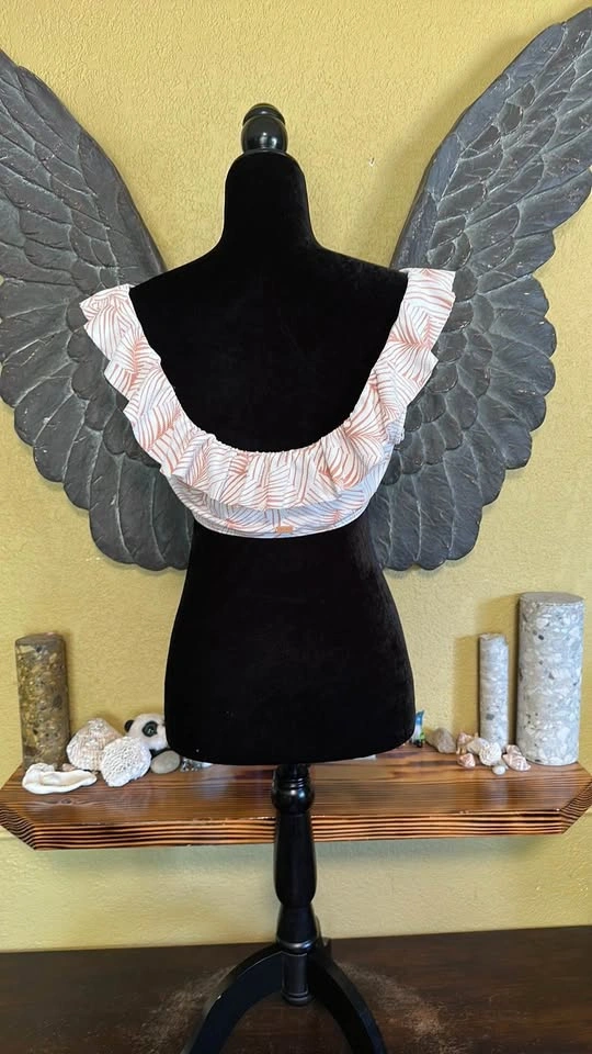 Roxy Ruffled White and brown swim Top - photo 4