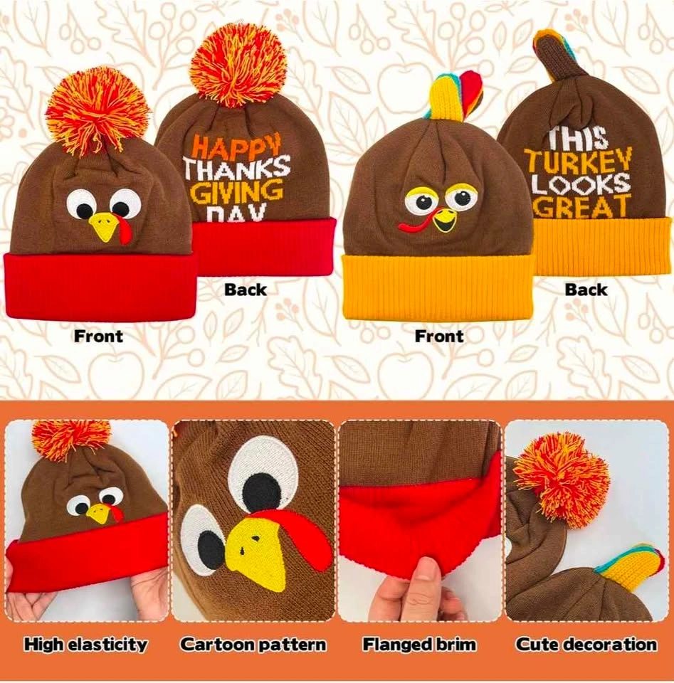 6 Pcs Turkey Trot Costume Set - Thanksgiving Hats Turkey Socks - photo 4