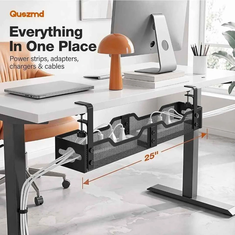 25" Under Desk Cable Management Tray, Quszmd Wire Organizer - photo 2