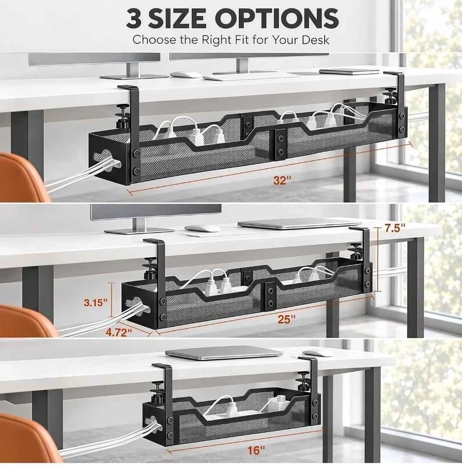25" Under Desk Cable Management Tray, Quszmd Wire Organizer - photo 4