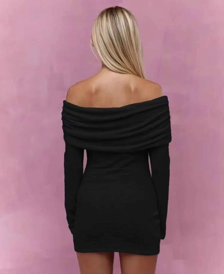 Black Off-Shoulder Bodycon Mini Dress – Size M - photo 2