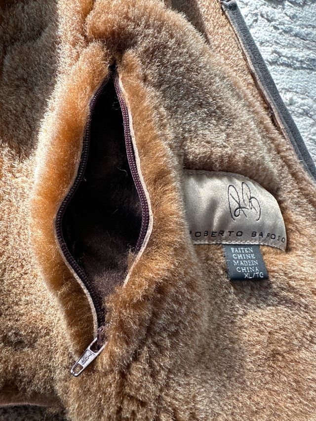 Roberto Baroso distressed shearling aviator-style jacket. Size L - photo 4